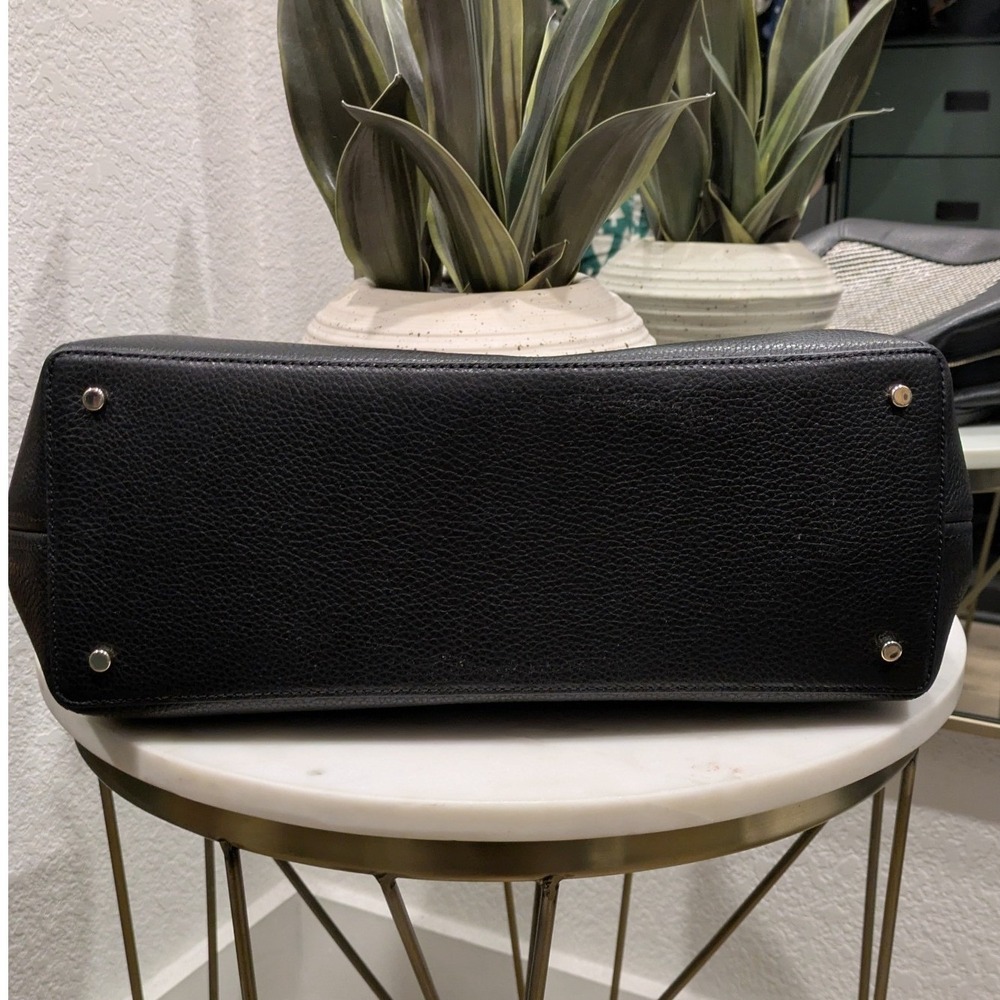 Kate Spade Lena Straw Triple Compartment Shoulder Bag Black Pebbled Leather - Picture 8 of 11